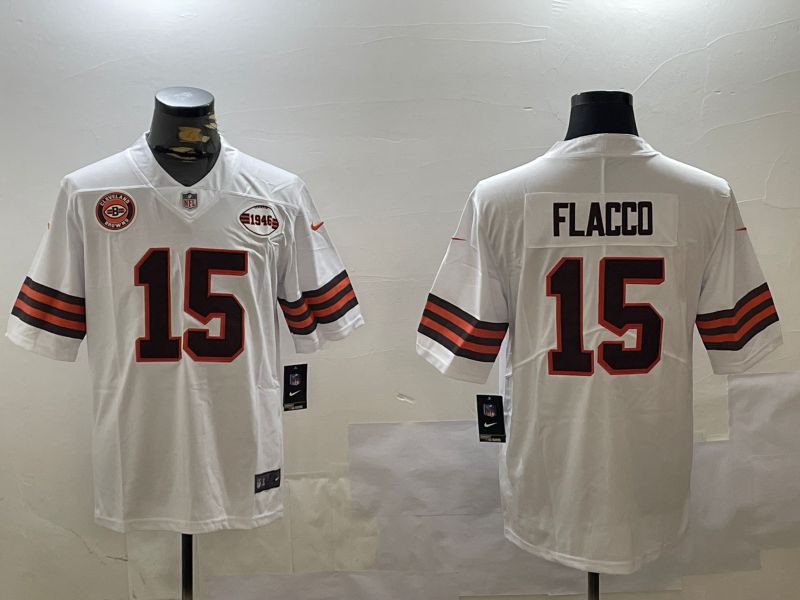 Men Cleveland Browns #15 Flacco White Second generation 2024 Nike Limited NFL Jersey style 4->los angeles lakers->NBA Jersey